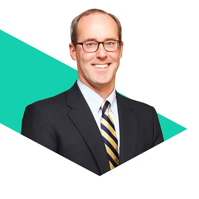 Photo of J. Christopher Greenawalt, MD, inside a green triangular shape